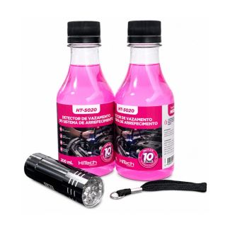 Detector de Vazamento para Sistema de Arrefecimento 200ml (2 Frascos + Lanterna) - Hitech